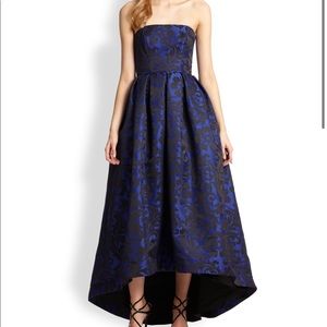 ML Monique Lhuillier strapless brocade gown
